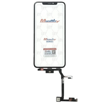 Сенсор Musttby Original для телефону iPhone XS Max з рамкою, з мікросхемою, з довгим шлейфом, з OCA плівкою, Black