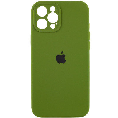 Накладка (з мікрофіброю) Silk Full Camera для iPhone 12 Pro- темно-оливковий