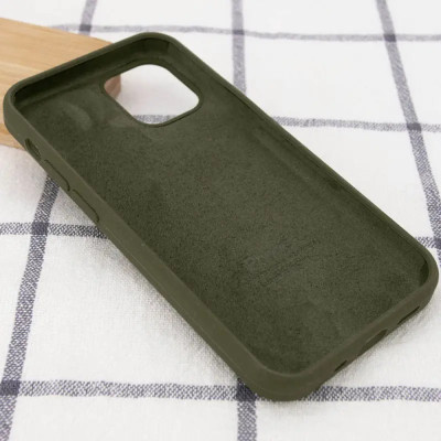 Накладка (з мікрофіброю) Silk Full Protective для iPhone 13 Pro Max- темно-оливковий
