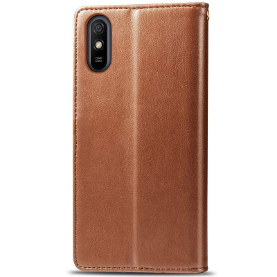 Чохол-книжка GETMAN Gallant шкіряний для Xiaomi Redmi 9A- коричневий Чохол-книжка GETMAN Gallant шкіряний для Xiaomi Redmi 9A- коричневий