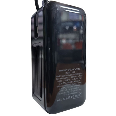Power Bank Aspor A362 Notebook Series 20000mAh (2USB-C+1USB-A/65W/5V-20V)- чорний Power Bank Aspor A362 Notebook Series 20000mAh (2USB-C+1USB-A/65W/5V-20V)- чорний