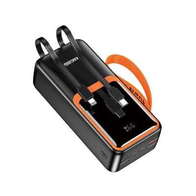 Power Bank Kakusiga KSC-1090 50000mAh Fast Charge (4USB-A+USB-C/22.5W) + cable Lightning/Type-C- чорний