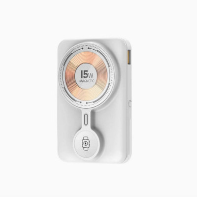 Power Bank Aspor A328 10000mAh/37Wh with MagSafe + Charging Smart watch + cable Lightning/Type-C- білий Power Bank Aspor A328 10000mAh/37Wh with MagSafe + Charging Smart watch + cable Lightning/Type-C- білий