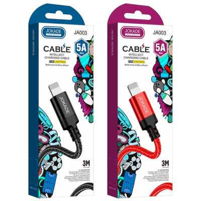USB кабель Jokade JA003 Lightning 5A smart charging (3m)- чорний