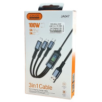 USB кабель Jokade JA047 BOSU Series 3-in-1 PD 100W Fast Charging (1.2m)- чорний USB кабель Jokade JA047 BOSU Series 3-in-1 PD 100W Fast Charging (1.2m)- чорний