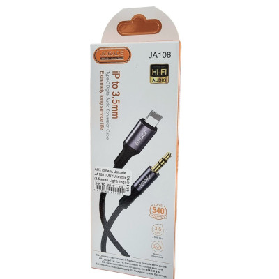 AUX кабель Jokade JA108 JUNYU textile (3.5мм to Lightning) 1m- чорний