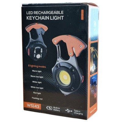 Ліхтарик W5143-COB (White+Yellow+Red) multitool, Li-Ion акумулятор, магніт, карабін, викрутка, ЗП Type-C Ліхтарик W5143-COB (White+Yellow+Red) multitool, Li-Ion акумулятор, магніт, карабін, викрутка, ЗП Type-C
