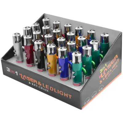 Ліхтарик-брелок 9617/117-3-LED, лазер, карабін