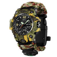 Годинник наручний 1155BCMGN SKMEI Paracord, Green CAMO, компас, термометр, свисток, кресало Годинник наручний 1155BCMGN SKMEI Paracord, Green CAMO, компас, термометр, свисток, кресало