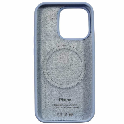 Накладка (з мікрофіброю) Silk with Magnetic для iPhone 16 Pro- бузково блакитний