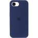 Накладка (з мікрофіброю) Silk with Magnetic для iPhone 16e / iPhone 17e- темно-синій
