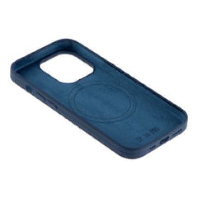 Накладка (з мікрофіброю) Silk with Magnetic для iPhone 14 Pro Max- темно-синій