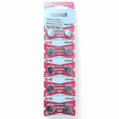 Батарейка G10 Maxell LR1130 / LR54 (189) Alkaline (ціна за 1шт)
