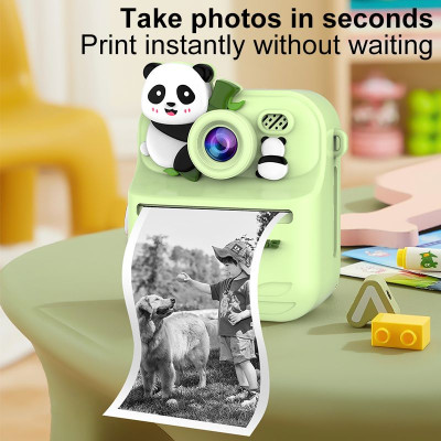 Дитячий фотоапарат-принтер S11, Панда, зелений Дитячий фотоапарат-принтер S11, Панда, зелений