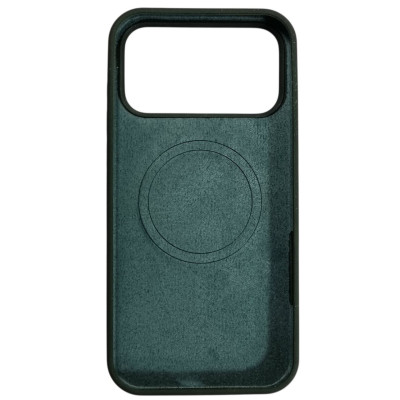 Накладка (з мікрофіброю) Silk with Magnetic для iPhone 17 Pro- темно-зелений