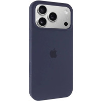 Накладка (з мікрофіброю) Silk with Magnetic для iPhone 17 Pro Max- темно-синій