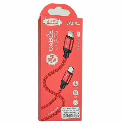 USB-C кабель Jokade JA034 QIANFAN Type-C to Lightning PD30W- червоний