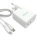 Мережевий зарядний пристрій Jokade JB084 WANGYUAN 30W (2USB-C)+ кабель Type-C to Lightning- білий