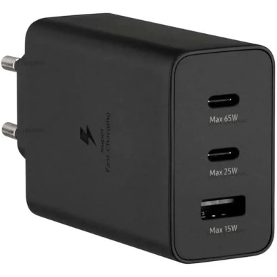 Мережевий зарядний пристрій Samsung Original 65W (2USB-C+USB-A) No Logo- чорний