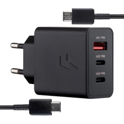 Мережевий зарядний пристрій Samsung Original 65W (2USB-C+USB-A) No Logo + кабель Type-C to Type-C- чорний Мережевий зарядний пристрій Samsung Original 65W (2USB-C+USB-A) No Logo + кабель Type-C to Type-C- чорний
