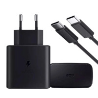 Мережевий зарядний пристрій Samsung Original USB-C 45W PD (No Logo)+ кабель Type-C to Type-C- чорний Мережевий зарядний пристрій Samsung Original USB-C 45W PD (No Logo)+ кабель Type-C to Type-C- чорний