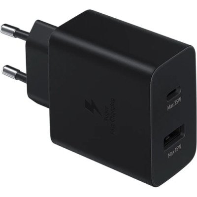 Мережевий зарядний пристрій Samsung Original 35W (USB-A QC3.0+USB-C PD) No Logo- чорний Мережевий зарядний пристрій Samsung Original 35W (USB-A QC3.0+USB-C PD) No Logo- чорний
