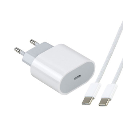 Мережевий зарядний пристрій 35W USB-C (16 Pro Max typ-2) + кабель Type-C to Type-C- білий Мережевий зарядний пристрій 35W USB-C (16 Pro Max typ-2) + кабель Type-C to Type-C- білий