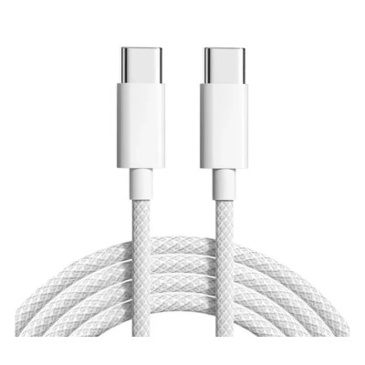 USB-C кабель iPhone textile 60W Type-C to Type-C- білий