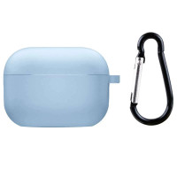 Чохол для AirPods Pro 2 / Pro з мікрофіброю та карабіном- бузково блакитний