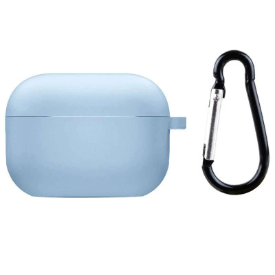 Чохол для AirPods Pro 2 / Pro з мікрофіброю та карабіном- бузково блакитний
