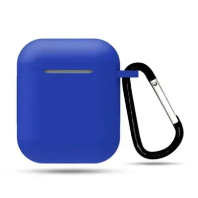Чохол для AirPods 1/2 з мікрофіброю та карабіном- морський синій