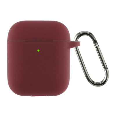 Чохол для AirPods 1/2 з мікрофіброю та карабіном- сливовий