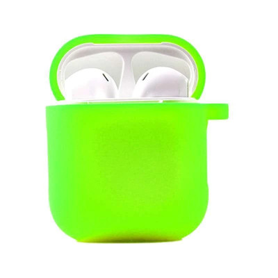 Чохол для AirPods 1/2 з мікрофіброю та карабіном- салатовий