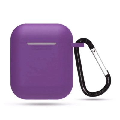 Чохол для AirPods 1/2 з мікрофіброю та карабіном- виноградний