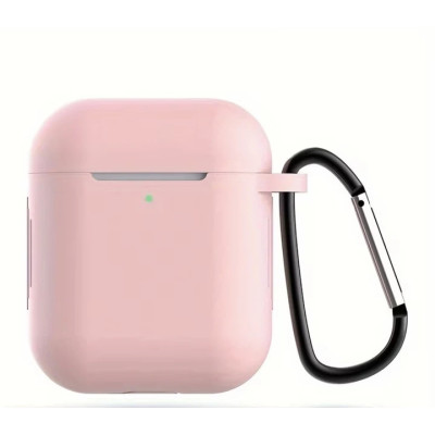 Чохол для AirPods 1/2 з мікрофіброю та карабіном- рожевий пісок
