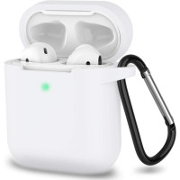 Чохол для AirPods 1/2 з мікрофіброю та карабіном- білий Чохол для AirPods 1/2 з мікрофіброю та карабіном- білий