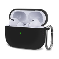 Чохол для AirPods 3 з мікрофіброю та карабіном- чорний