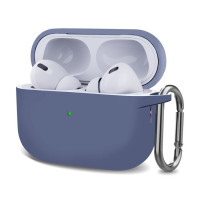 Чохол для AirPods 3 з мікрофіброю та карабіном- сіра лаванда