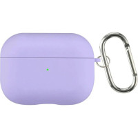 Чохол для AirPods 3 з мікрофіброю та карабіном- бузковий Чохол для AirPods 3 з мікрофіброю та карабіном- бузковий