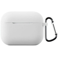 Чохол для AirPods 3 з мікрофіброю та карабіном- білий Чохол для AirPods 3 з мікрофіброю та карабіном- білий