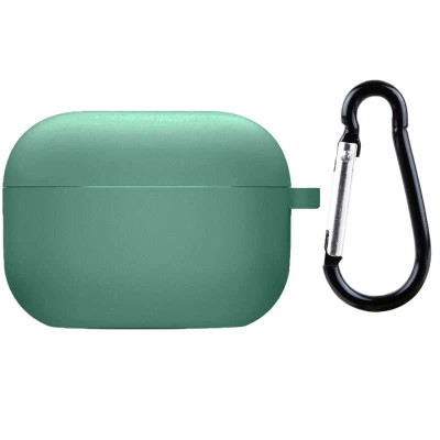 Чохол для AirPods 4 з мікрофіброю та карабіном- сосново-зелений