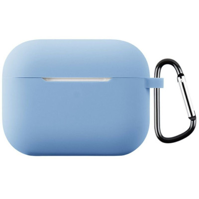 Чохол для AirPods 4 з мікрофіброю та карабіном- бузково блакитний