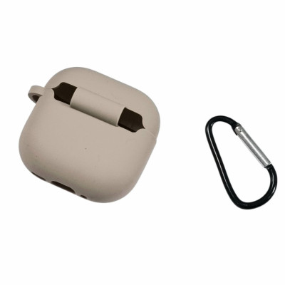 Чохол для AirPods 4 з мікрофіброю та карабіном- пастельно-рожевий