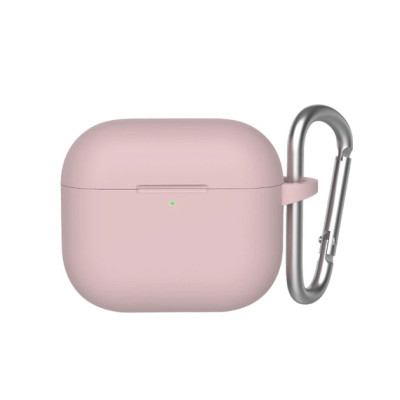 Чохол для AirPods 4 з мікрофіброю та карабіном- рожевий пісок
