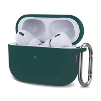 Чохол для AirPods Pro 3 з мікрофіброю та карабіном- зелена трава