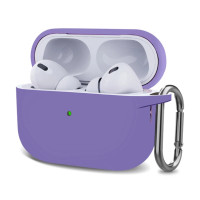 Чохол для AirPods Pro 3 з мікрофіброю та карабіном- бузковий