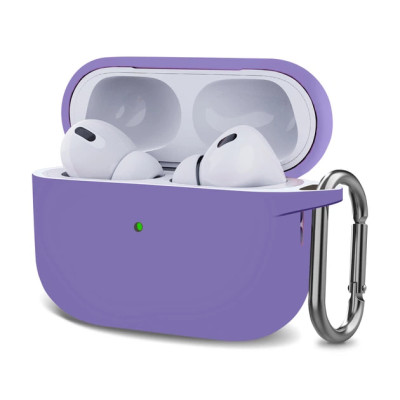 Чохол для AirPods Pro 3 з мікрофіброю та карабіном- бузковий