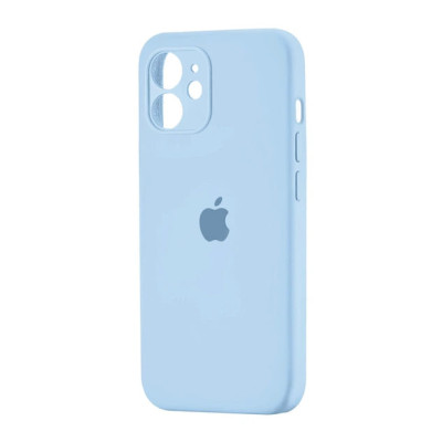 Накладка (з мікрофіброю) Silk Full Camera для iPhone 12- солодкий синій