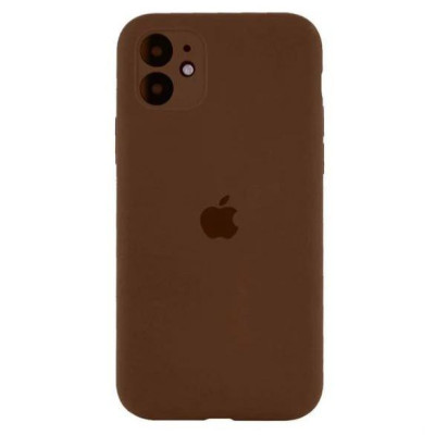 Накладка (з мікрофіброю) Silk Full Camera для iPhone 12- коричневий