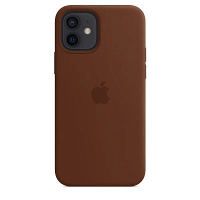 Накладка (з мікрофіброю) Silk Full Protective для iPhone 12 Pro / 12- коричневий